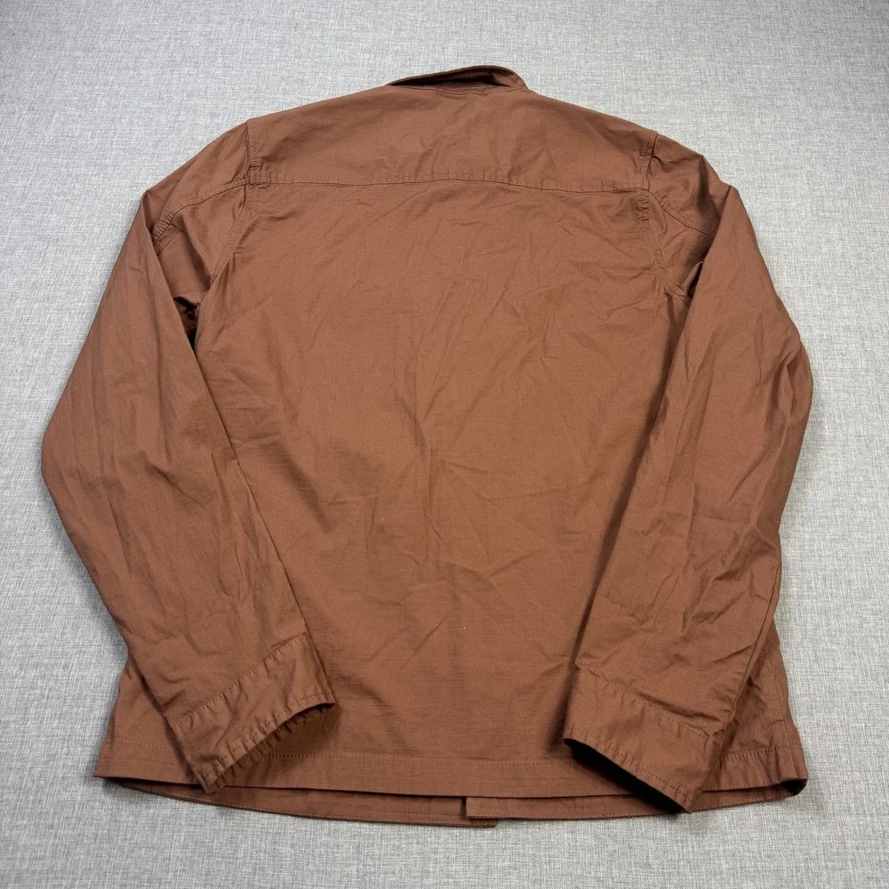 Vuori Ripstop Button Jacket Mens L Brown Cotton Spandex Two Pocket Long Sleeve